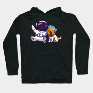 Cute Astronaut With Dog Astronaut Cartoon Hoodie